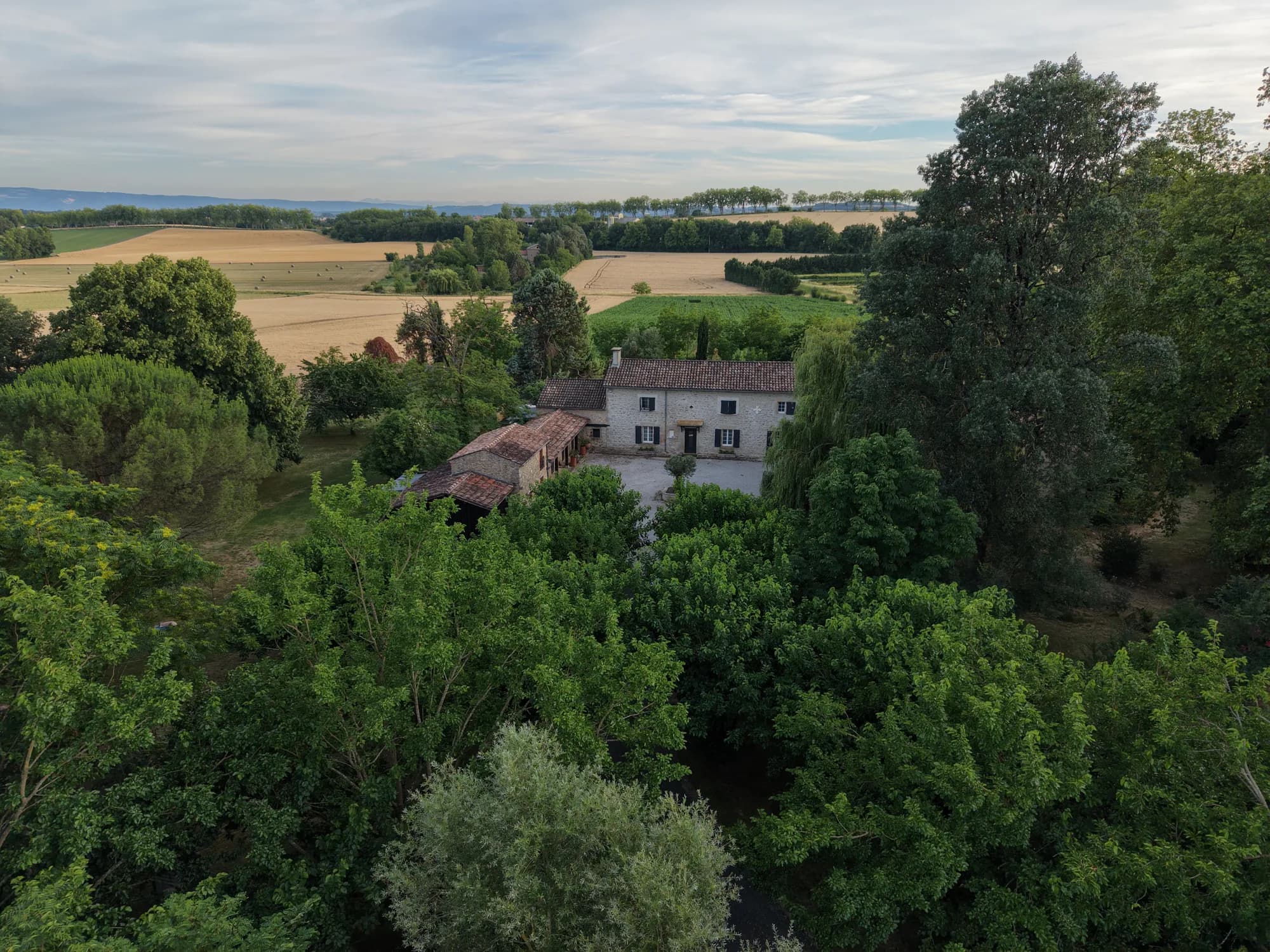 Le domaine entouré de verdure, ouvert sur la campagne du Tarn